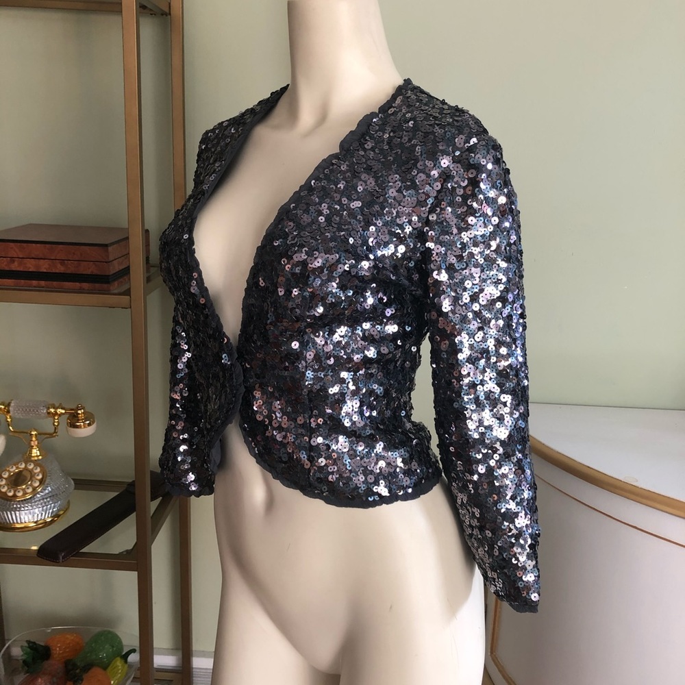 Bebe Sequin Cropped Blazer